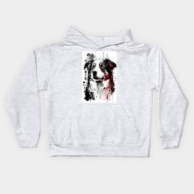 Australian Shepherd Portrait Kids Hoodie by TortillaChief